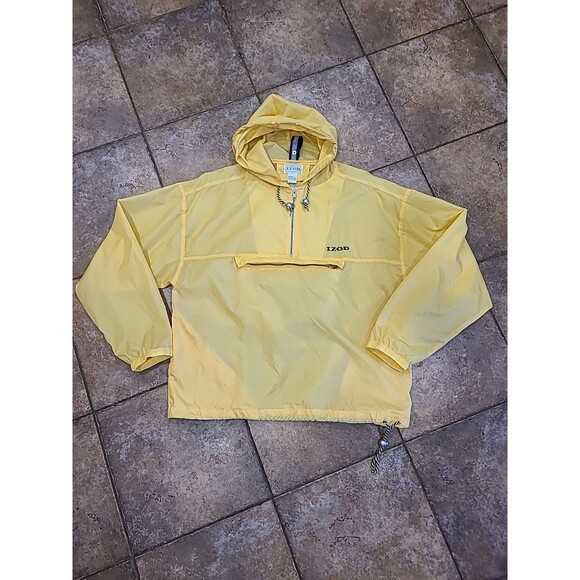 Vintage Lacoste IZOD Anorak Pullover Windbreaker Jacket Yellow Mens Med 80s - Picture 2 of 14